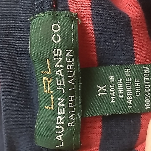 Lauren Ralph Lauren Jeans Co Women's Size 1X Shirt Blue & Red 3/4 sleeve - Picture 5 of 5